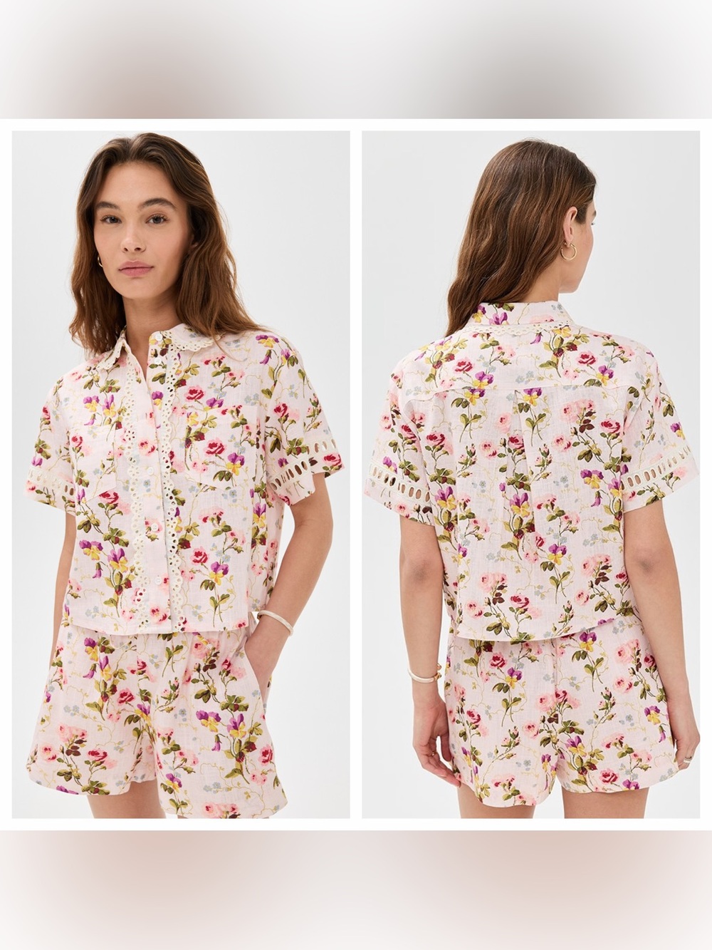 NWOT 🩷 Hill House Home 🩷 The Annette Top Pink Floral Button Down Size S